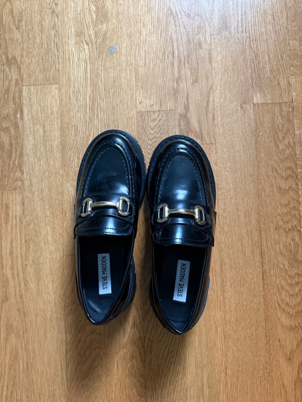 Steve Madden Black Leather Loafers
